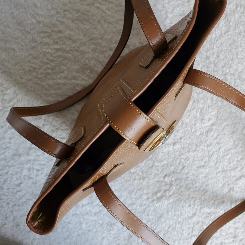 Dooney & Bourke Tan Perforated Leather Tote with Gold Hardware - Picture 7 of 8